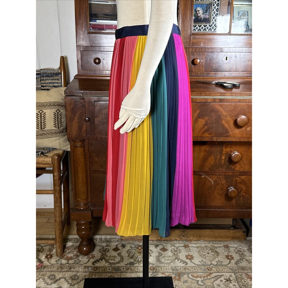 NWT J Crew Sunburst Pleated Rainbow Midi Skirt Bold Multicolor Colorblock [4] - Picture 9 of 13